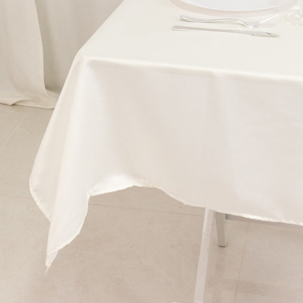Lamour Satin 54"x54" Table Overlay Square Tablecloth Ivory - Durable & Silk - Like Table Cover - Bell Racket Store