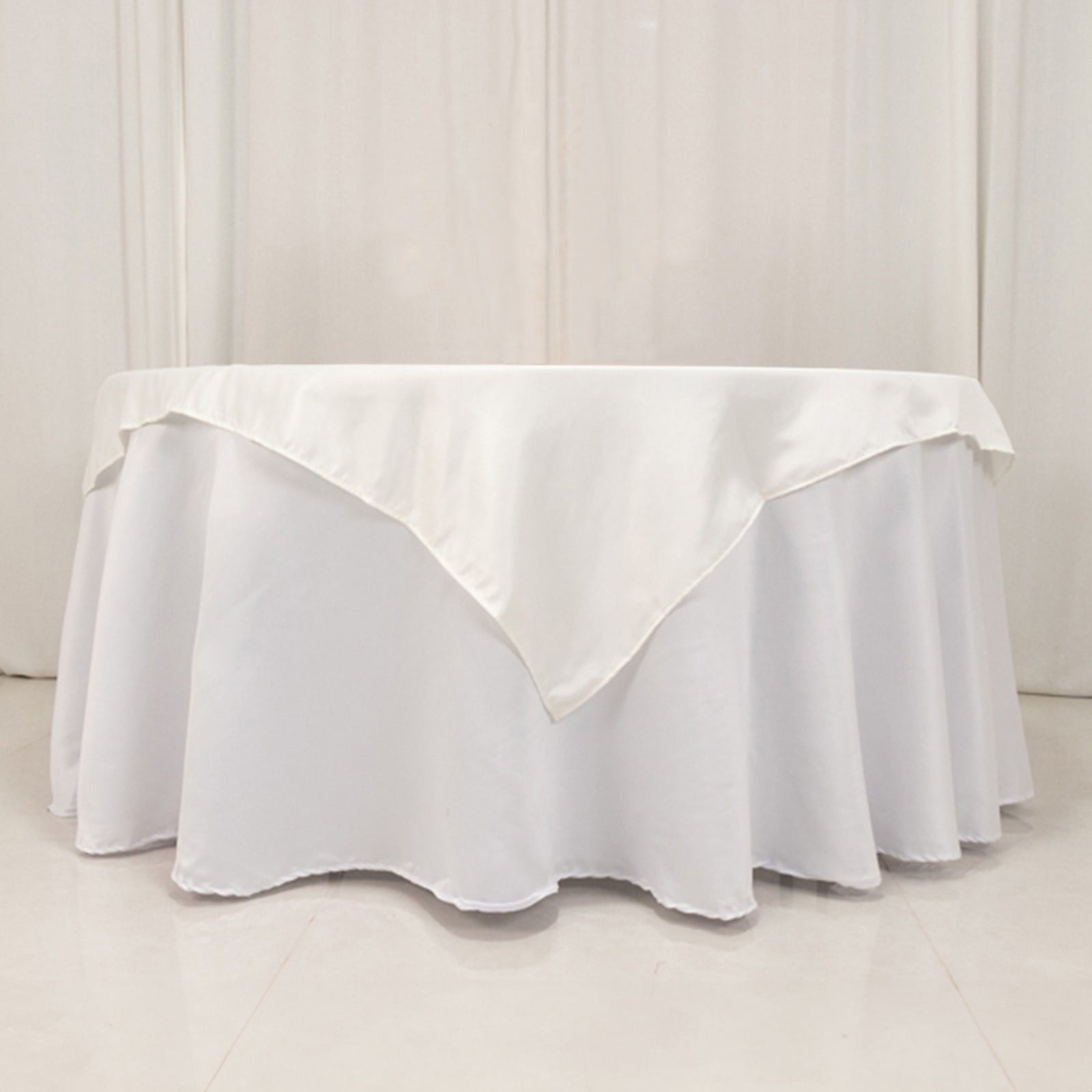 Lamour Satin 54"x54" Table Overlay Square Tablecloth Ivory - Durable & Silk - Like Table Cover - Bell Racket Store