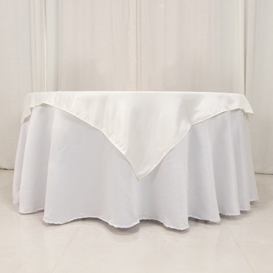 Lamour Satin 54"x54" Table Overlay Square Tablecloth Ivory - Durable & Silk - Like Table Cover - Bell Racket Store