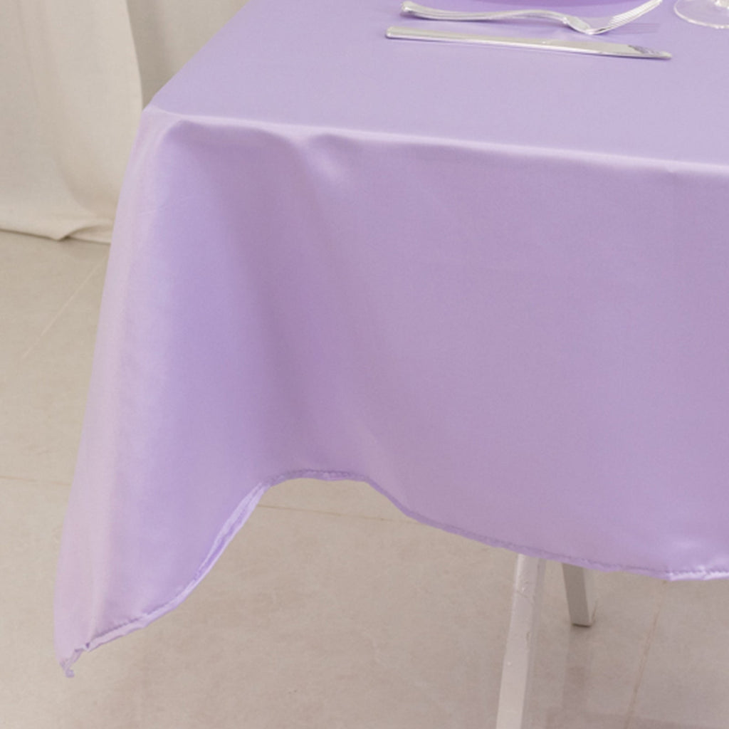 Lamour Satin 54"x54" Table Overlay Square Tablecloth Lavender Lilac - Durable & Silk - Like Table Cover - Bell Racket Store