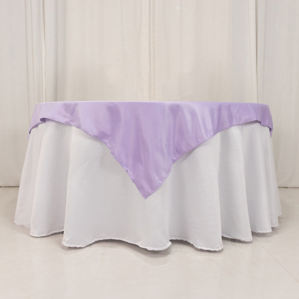 Lamour Satin 54"x54" Table Overlay Square Tablecloth Lavender Lilac - Durable & Silk - Like Table Cover - Bell Racket Store