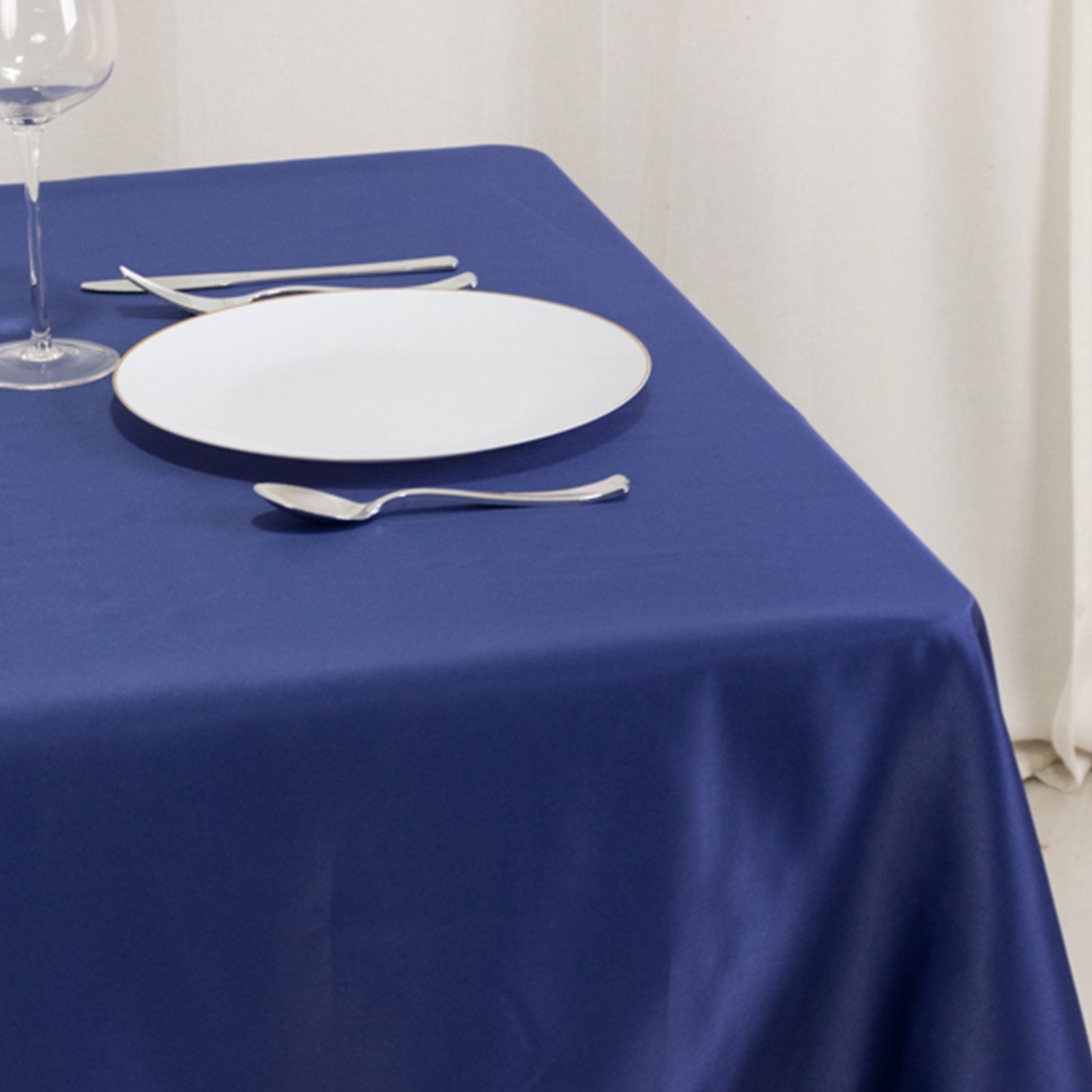Lamour Satin 54"x54" Table Overlay Square Tablecloth Navy Blue - Durable & Silk - Like Table Cover - Bell Racket Store