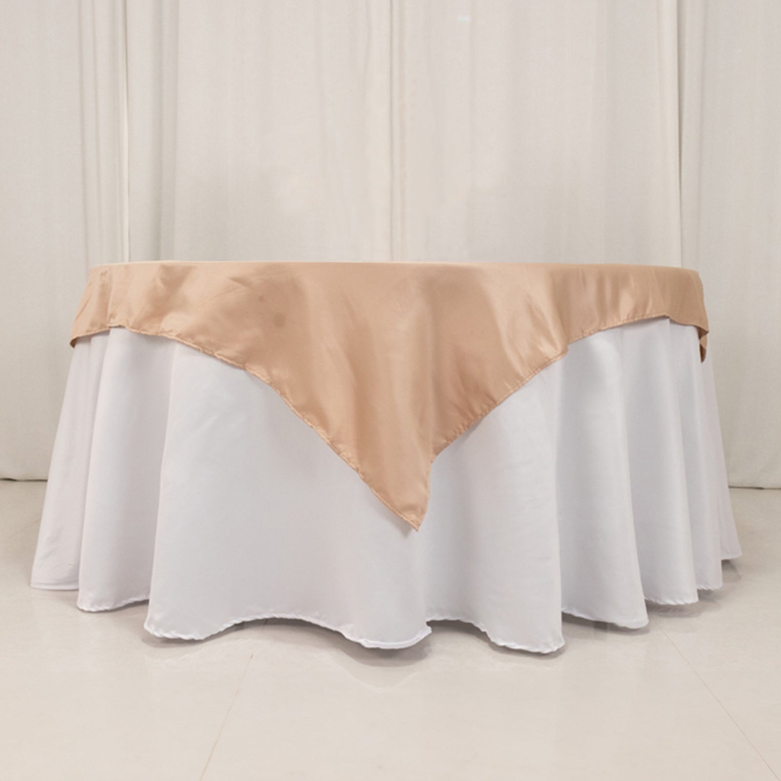 Lamour Satin 54"x54" Table Overlay Square Tablecloth Nude - Durable & Silk - Like Table Cover - Bell Racket Store