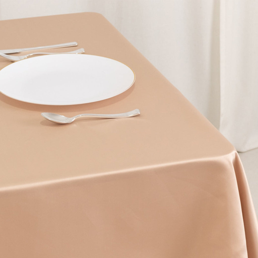 Lamour Satin 54"x54" Table Overlay Square Tablecloth Nude - Durable & Silk - Like Table Cover - Bell Racket Store