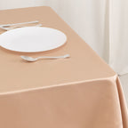 Lamour Satin 54"x54" Table Overlay Square Tablecloth Nude - Durable & Silk - Like Table Cover - Bell Racket Store