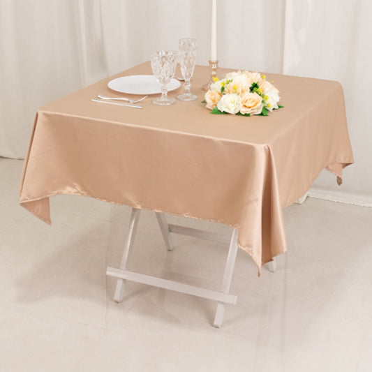 Lamour Satin 54"x54" Table Overlay Square Tablecloth Nude - Durable & Silk - Like Table Cover - Bell Racket Store
