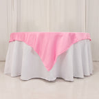 Lamour Satin 54"x54" Table Overlay Square Tablecloth Pink - Durable & Silk - Like Table Cover - Bell Racket Store