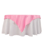 Lamour Satin 54"x54" Table Overlay Square Tablecloth Pink - Durable & Silk - Like Table Cover - Bell Racket Store