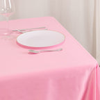 Lamour Satin 54"x54" Table Overlay Square Tablecloth Pink - Durable & Silk - Like Table Cover - Bell Racket Store