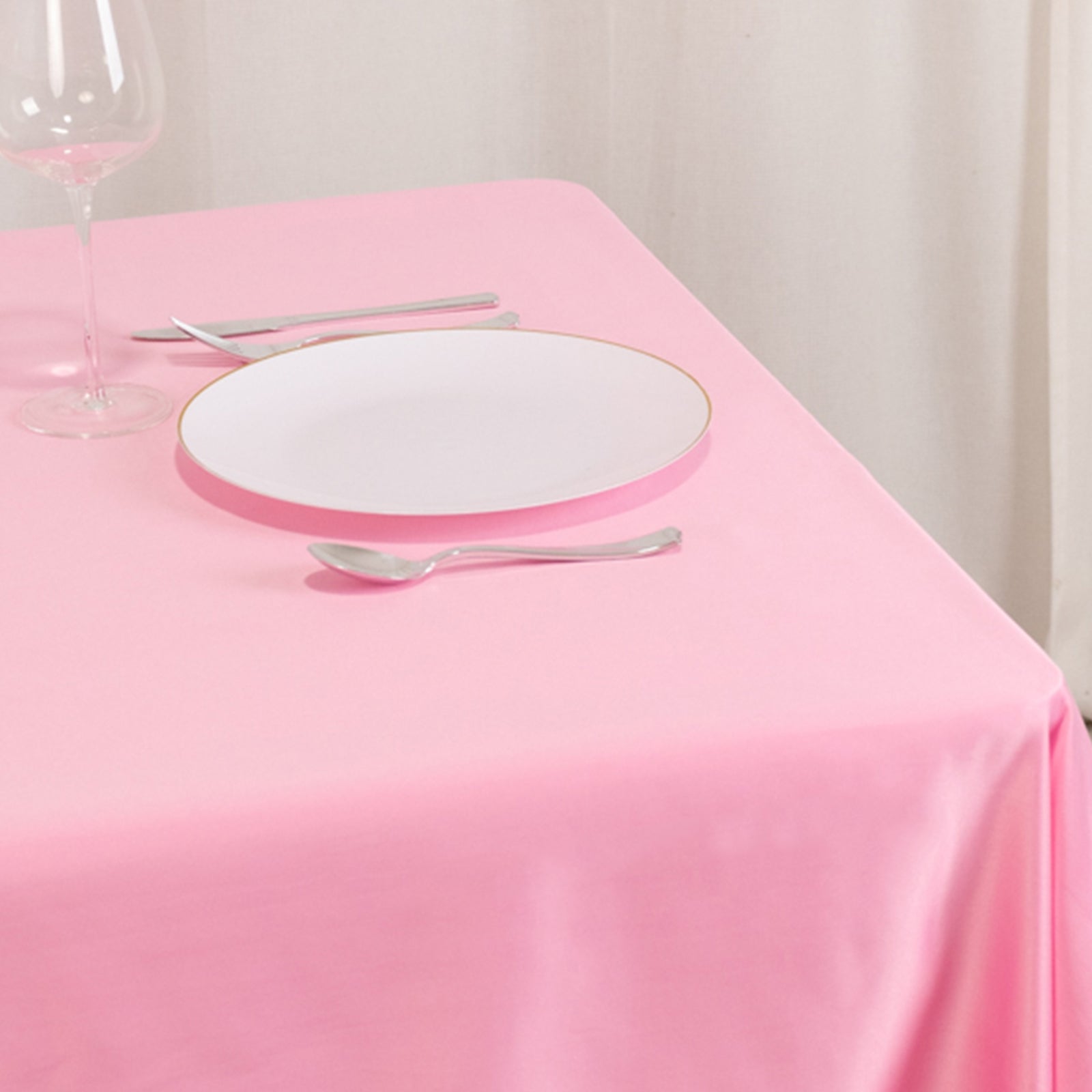 Lamour Satin 54"x54" Table Overlay Square Tablecloth Pink - Durable & Silk - Like Table Cover - Bell Racket Store