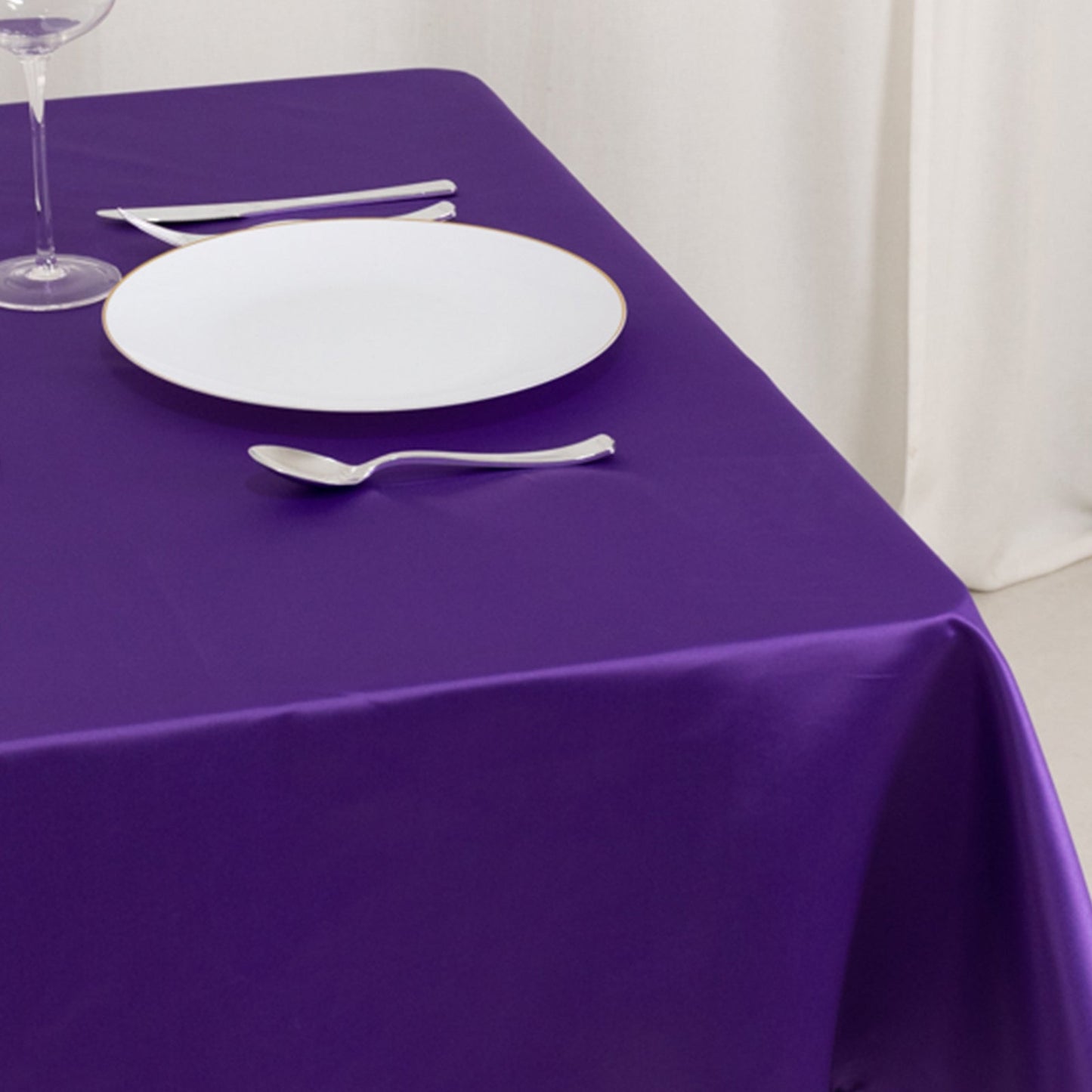 Lamour Satin 54"x54" Table Overlay Square Tablecloth Purple - Durable & Silk - Like Table Cover - Bell Racket Store