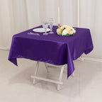 Lamour Satin 54"x54" Table Overlay Square Tablecloth Purple - Durable & Silk - Like Table Cover - Bell Racket Store