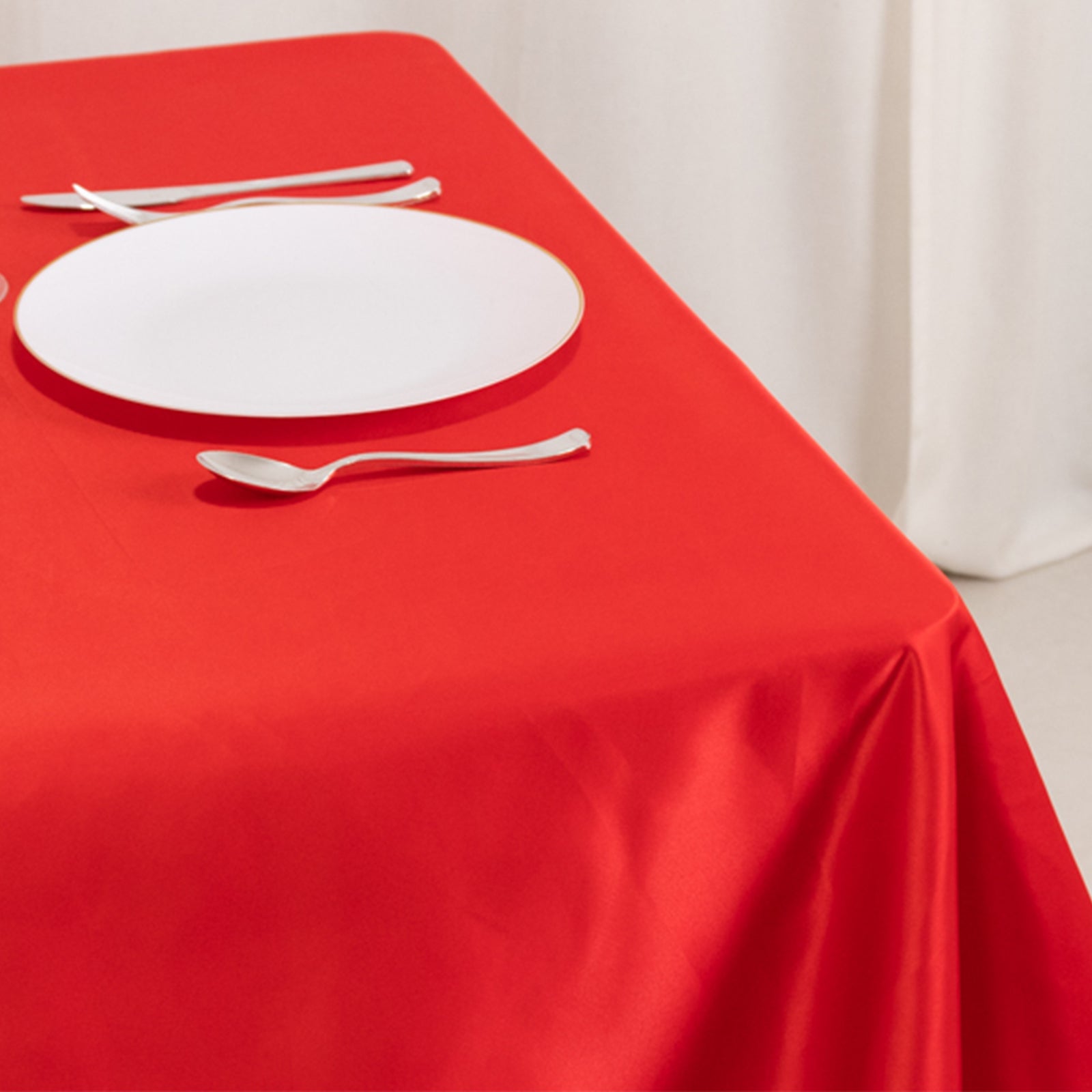 Lamour Satin 54"x54" Table Overlay Square Tablecloth Red - Durable & Silk - Like Table Cover - Bell Racket Store
