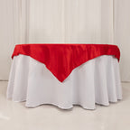 Lamour Satin 54"x54" Table Overlay Square Tablecloth Red - Durable & Silk - Like Table Cover - Bell Racket Store