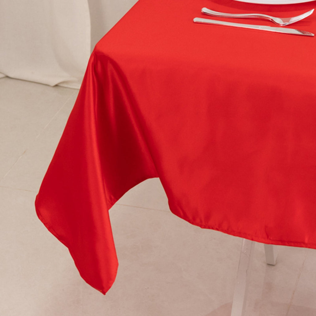 Lamour Satin 54"x54" Table Overlay Square Tablecloth Red - Durable & Silk - Like Table Cover - Bell Racket Store
