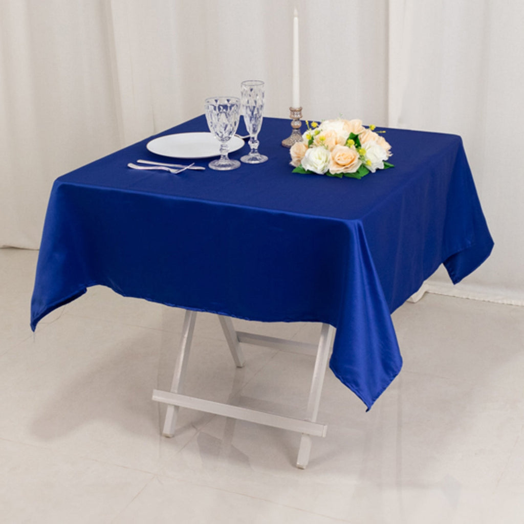 Lamour Satin 54"x54" Table Overlay Square Tablecloth Royal Blue - Durable & Silk - Like Table Cover - Bell Racket Store