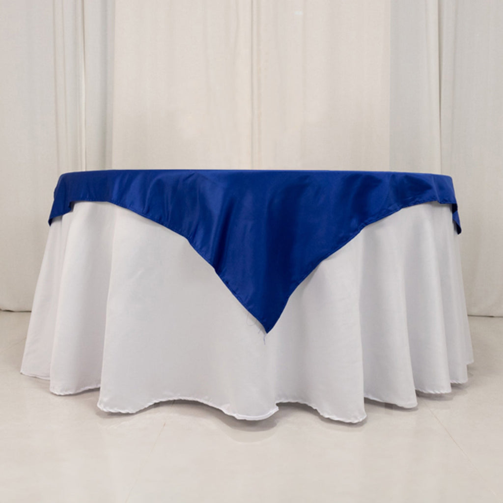 Lamour Satin 54"x54" Table Overlay Square Tablecloth Royal Blue - Durable & Silk - Like Table Cover - Bell Racket Store