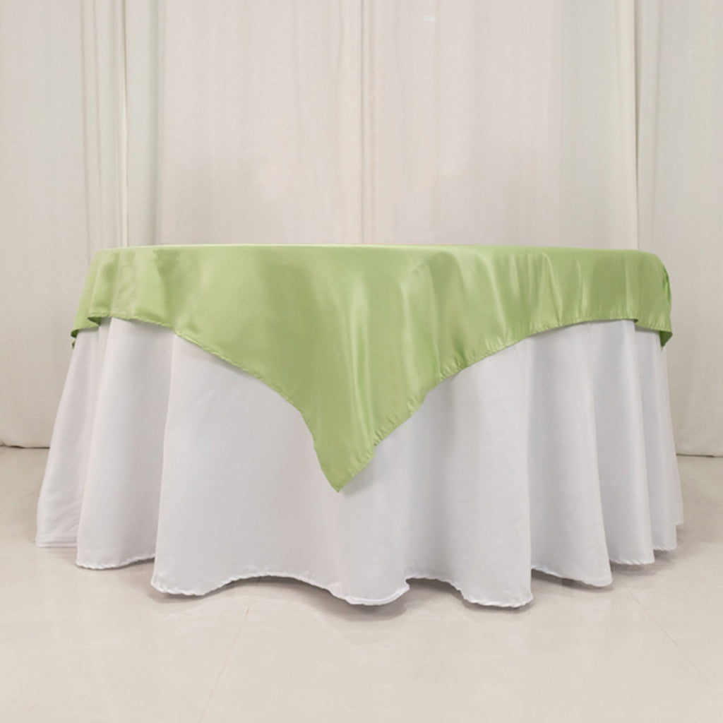 Lamour Satin 54"x54" Table Overlay Square Tablecloth Sage Green - Durable & Silk - Like Table Cover - Bell Racket Store