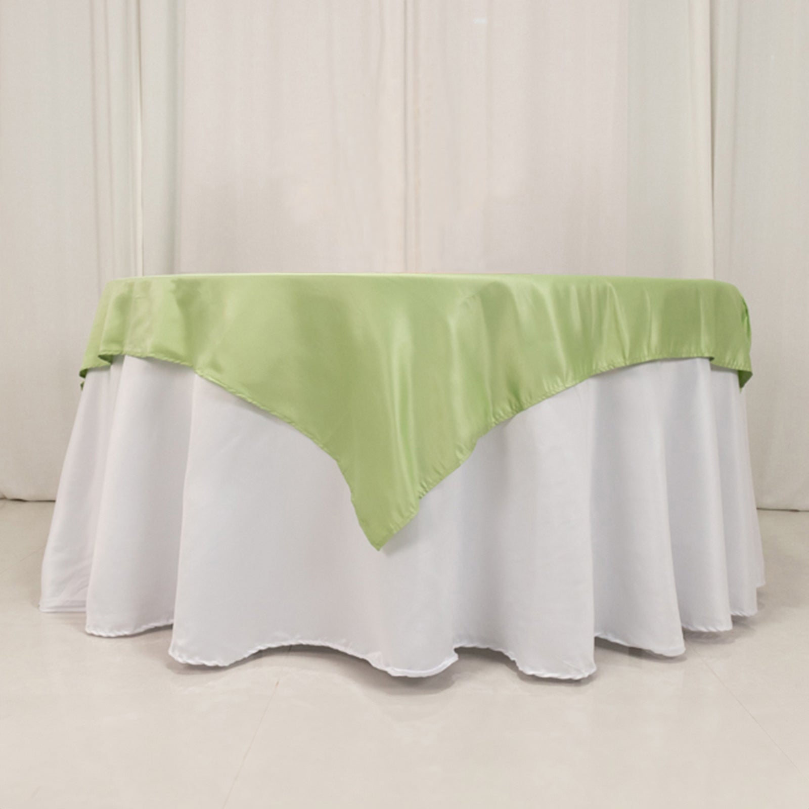 Lamour Satin 54"x54" Table Overlay Square Tablecloth Sage Green - Durable & Silk - Like Table Cover - Bell Racket Store
