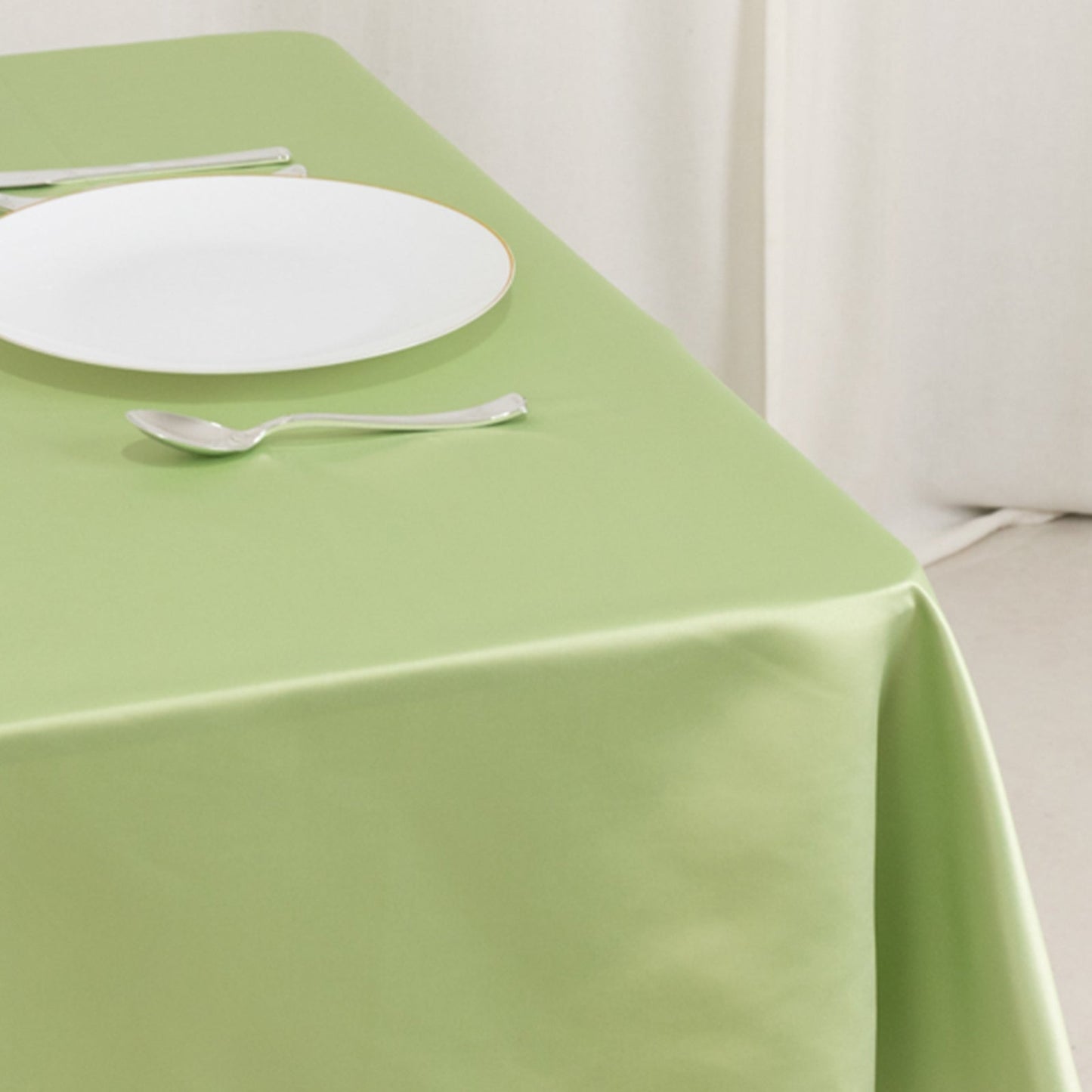 Lamour Satin 54"x54" Table Overlay Square Tablecloth Sage Green - Durable & Silk - Like Table Cover - Bell Racket Store
