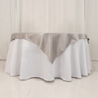 Lamour Satin 54"x54" Table Overlay Square Tablecloth Silver - Durable & Silk - Like Table Cover - Bell Racket Store