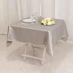Lamour Satin 54"x54" Table Overlay Square Tablecloth Silver - Durable & Silk - Like Table Cover - Bell Racket Store