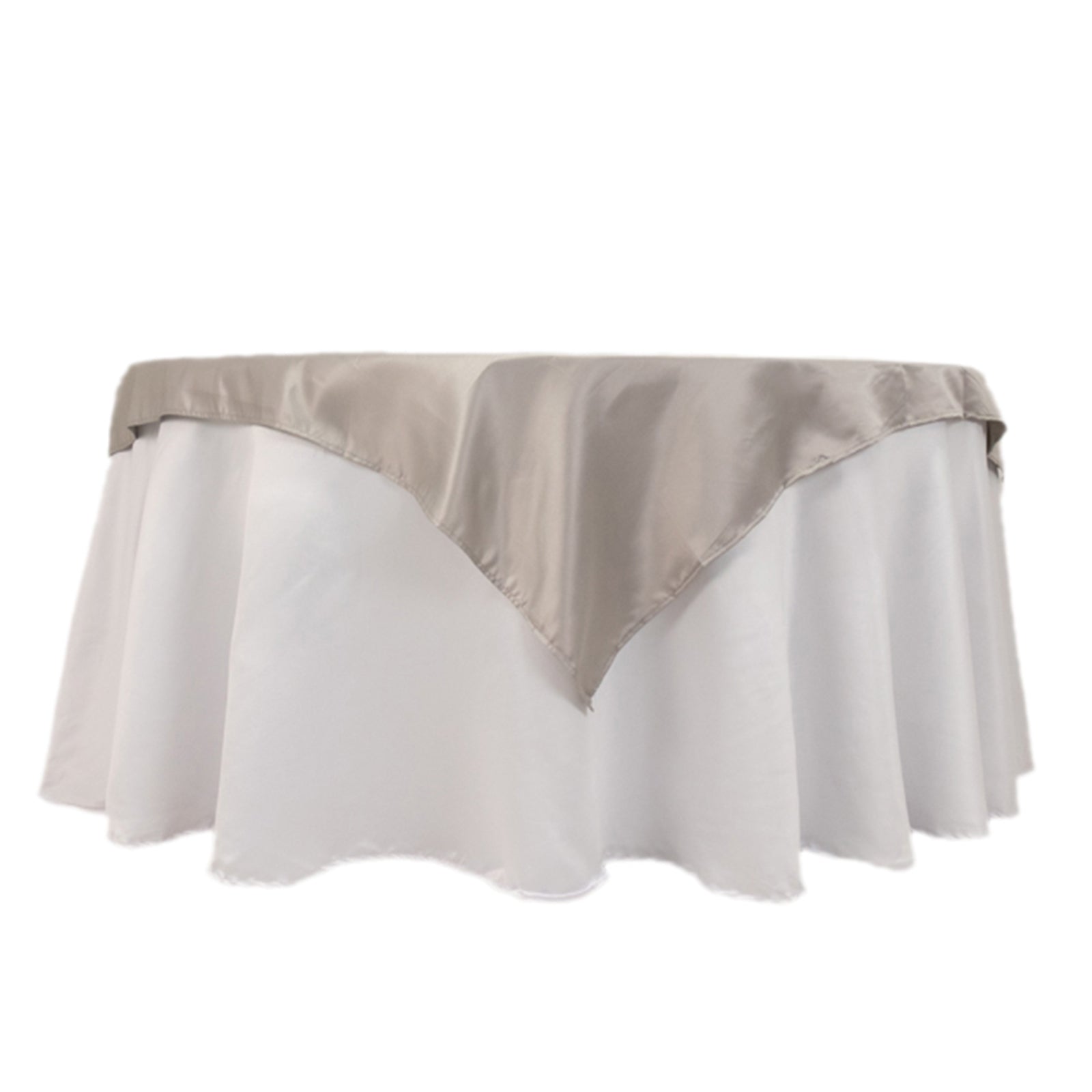 Lamour Satin 54"x54" Table Overlay Square Tablecloth Silver - Durable & Silk - Like Table Cover - Bell Racket Store