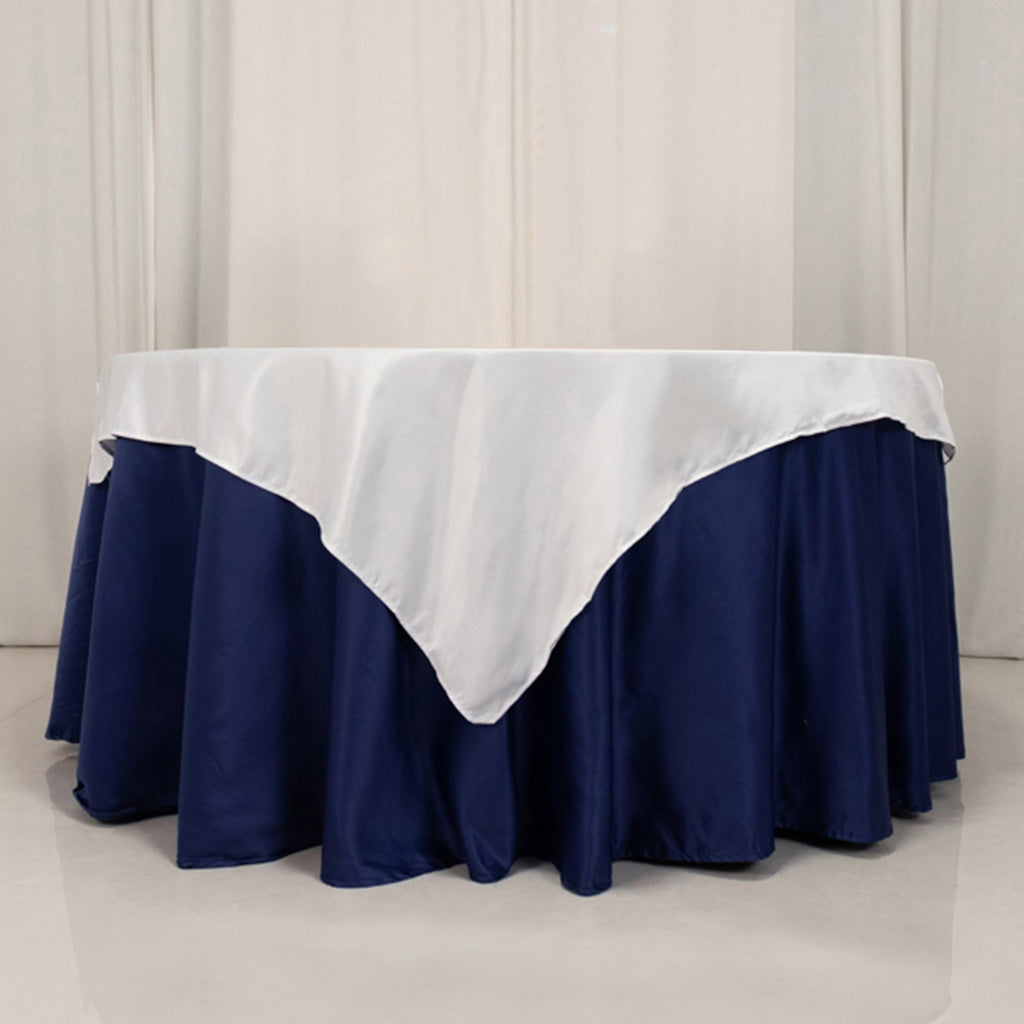 Lamour Satin 54"x54" Table Overlay Square Tablecloth White - Durable & Silk - Like Table Cover for Weddings & Parties - Bell Racket Store