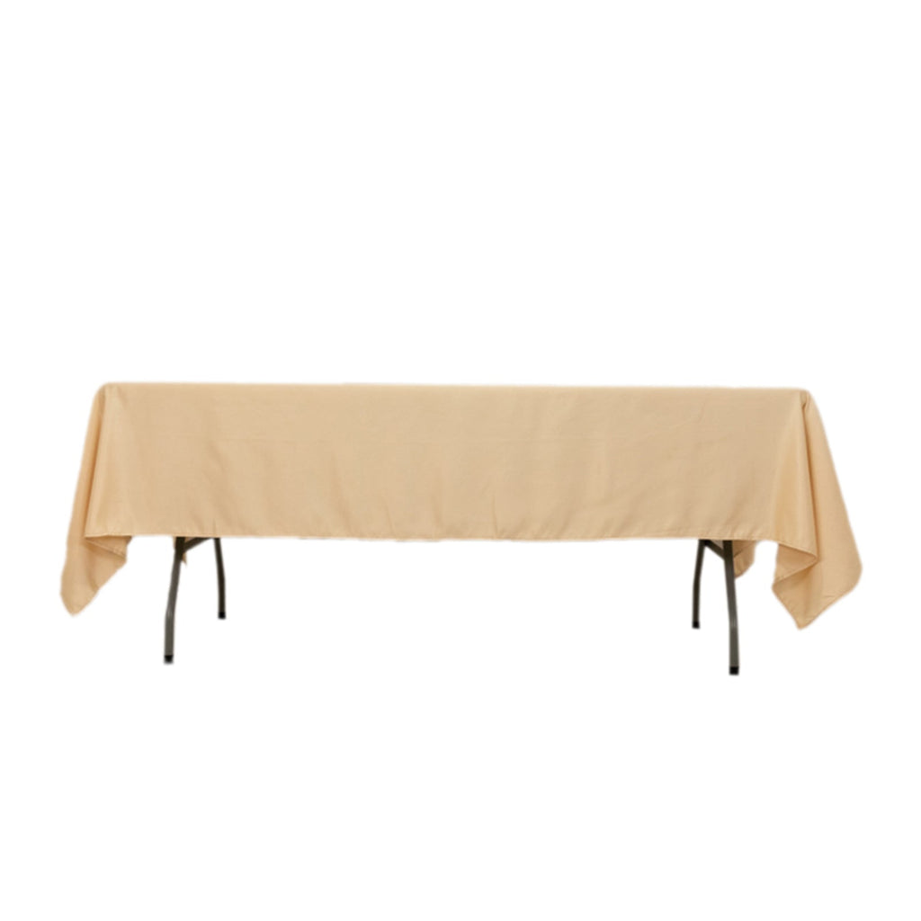 Lamour Satin 60"x102" Rectangle Tablecloth Beige - Durable & Silky Soft Feel Table Cover - Bell Racket Store