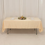 Lamour Satin 60"x102" Rectangle Tablecloth Beige - Durable & Silky Soft Feel Table Cover - Bell Racket Store