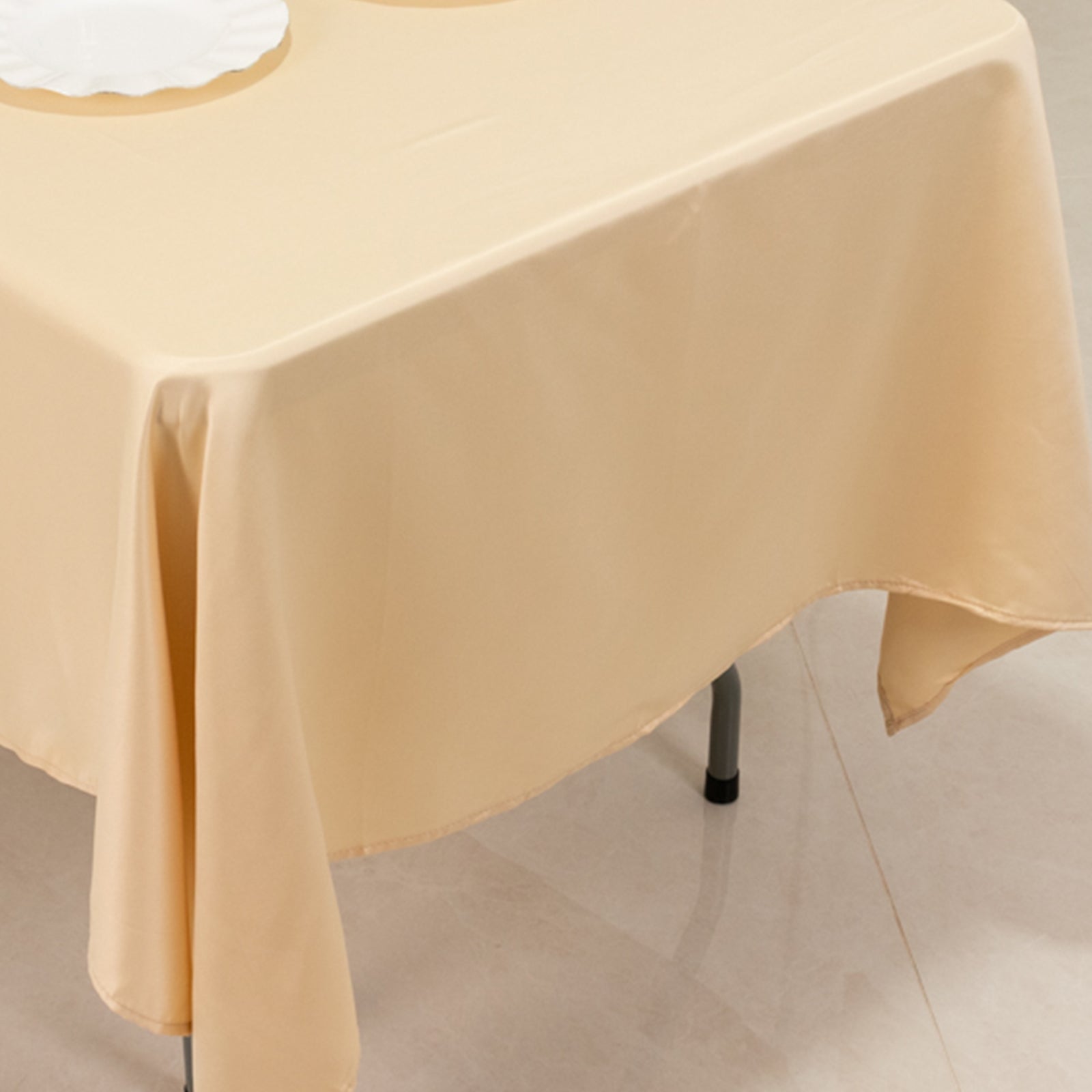Lamour Satin 60"x102" Rectangle Tablecloth Beige - Durable & Silky Soft Feel Table Cover - Bell Racket Store