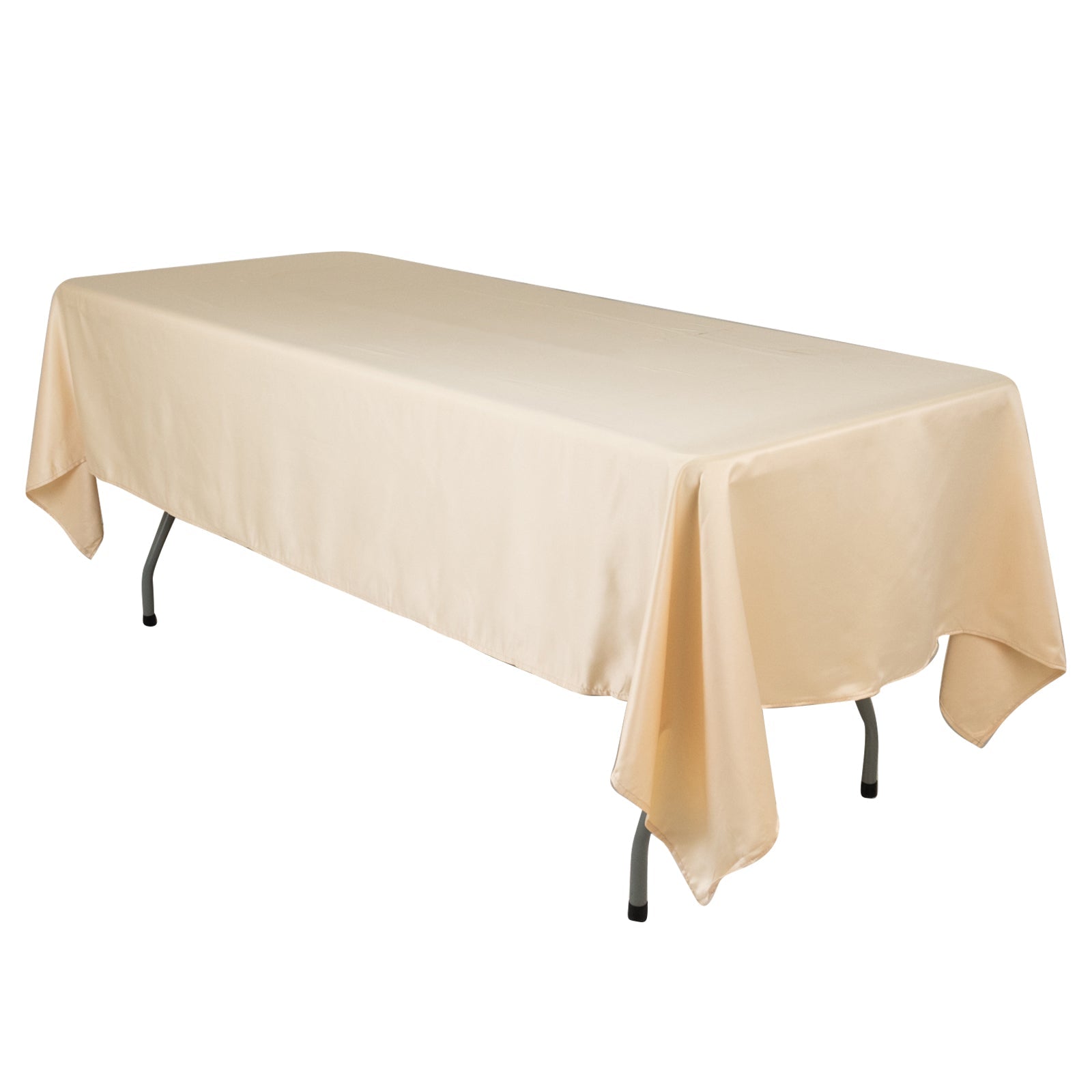 Lamour Satin 60"x102" Rectangle Tablecloth Beige - Durable & Silky Soft Feel Table Cover - Bell Racket Store