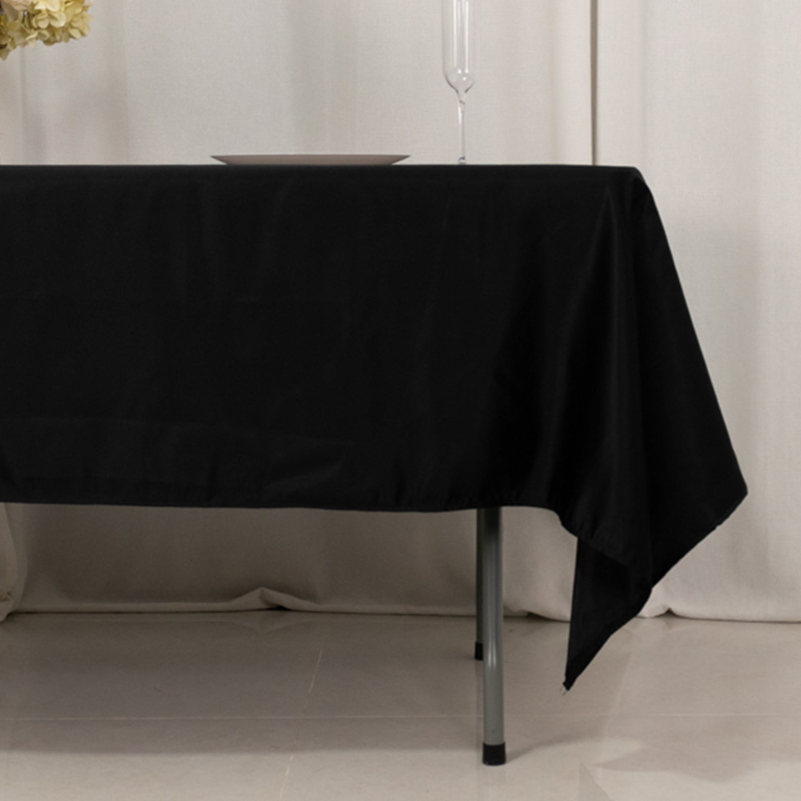 Lamour Satin 60"x102" Rectangle Tablecloth Black - Durable & Silky Soft Feel Table Cover for Weddings & Banquets - Bell Racket Store
