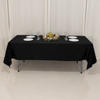 Lamour Satin 60"x102" Rectangle Tablecloth Black - Durable & Silky Soft Feel Table Cover for Weddings & Banquets - Bell Racket Store