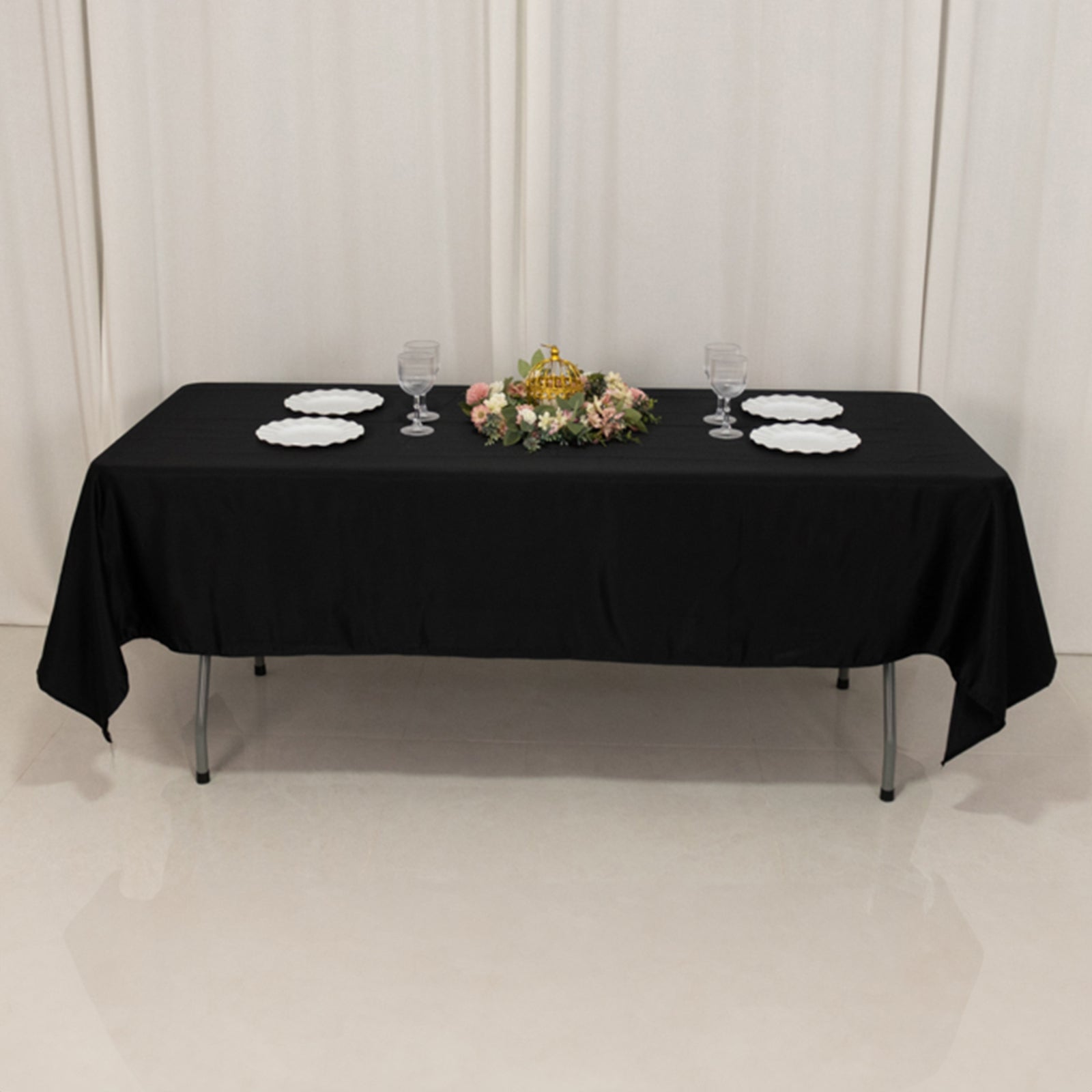 Lamour Satin 60"x102" Rectangle Tablecloth Black - Durable & Silky Soft Feel Table Cover for Weddings & Banquets - Bell Racket Store