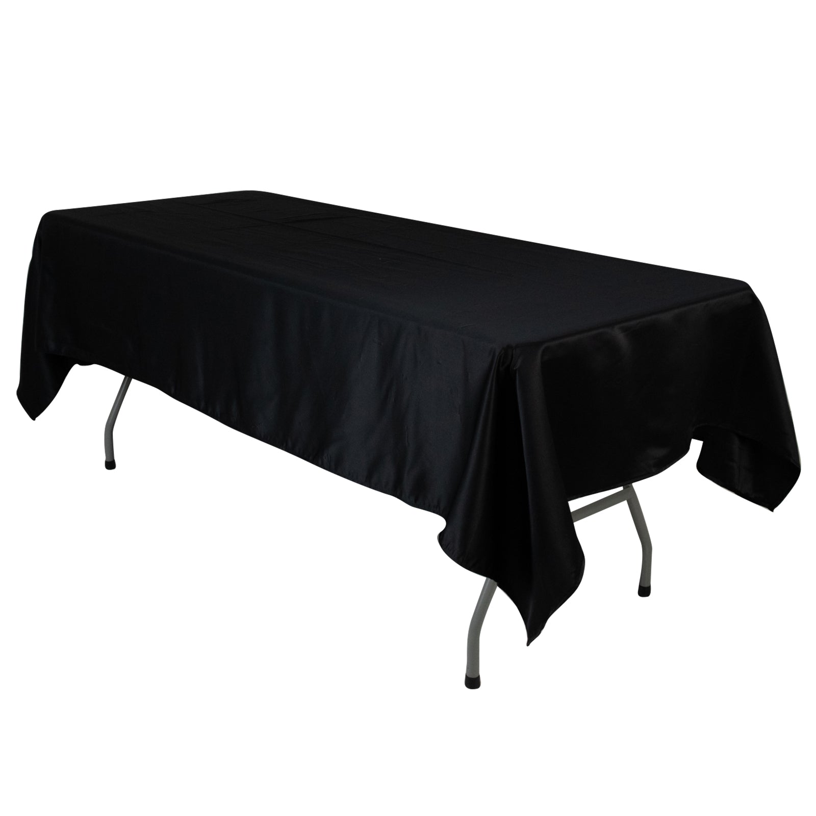 Lamour Satin 60"x102" Rectangle Tablecloth Black - Durable & Silky Soft Feel Table Cover for Weddings & Banquets - Bell Racket Store