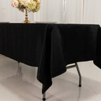 Lamour Satin 60"x102" Rectangle Tablecloth Black - Durable & Silky Soft Feel Table Cover for Weddings & Banquets - Bell Racket Store