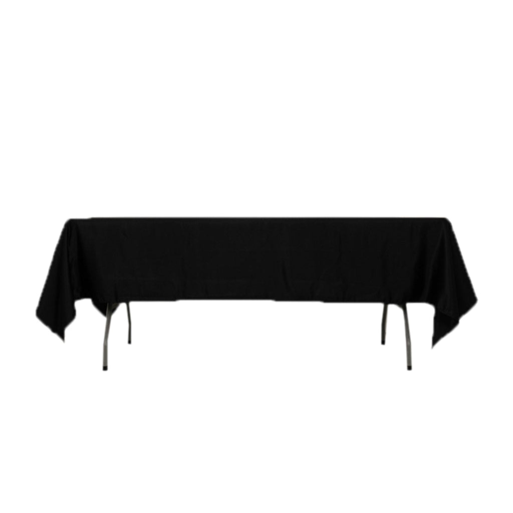 Lamour Satin 60"x102" Rectangle Tablecloth Black - Durable & Silky Soft Feel Table Cover for Weddings & Banquets - Bell Racket Store