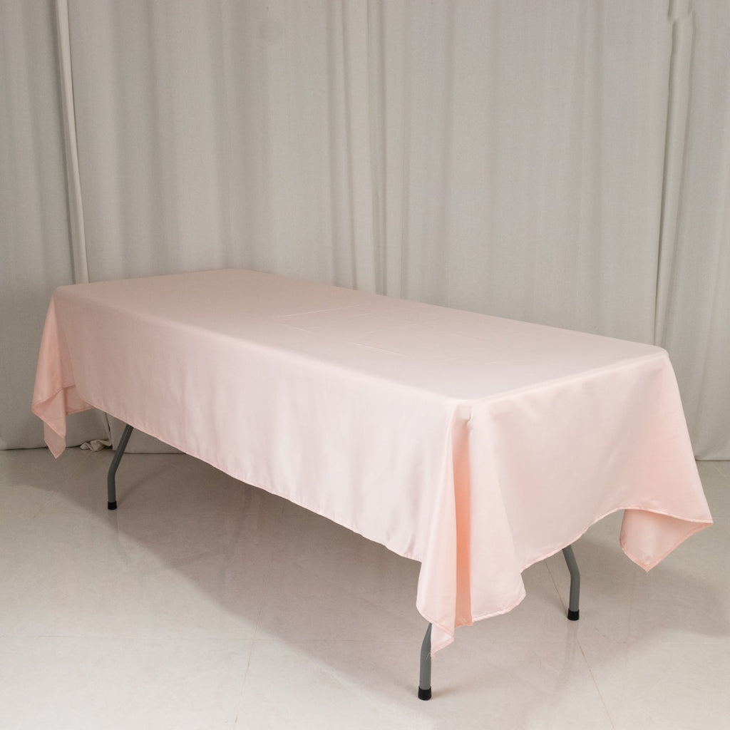 Lamour Satin 60"x102" Rectangle Tablecloth Blush - Durable & Silky Soft Feel Table Cover - Bell Racket Store
