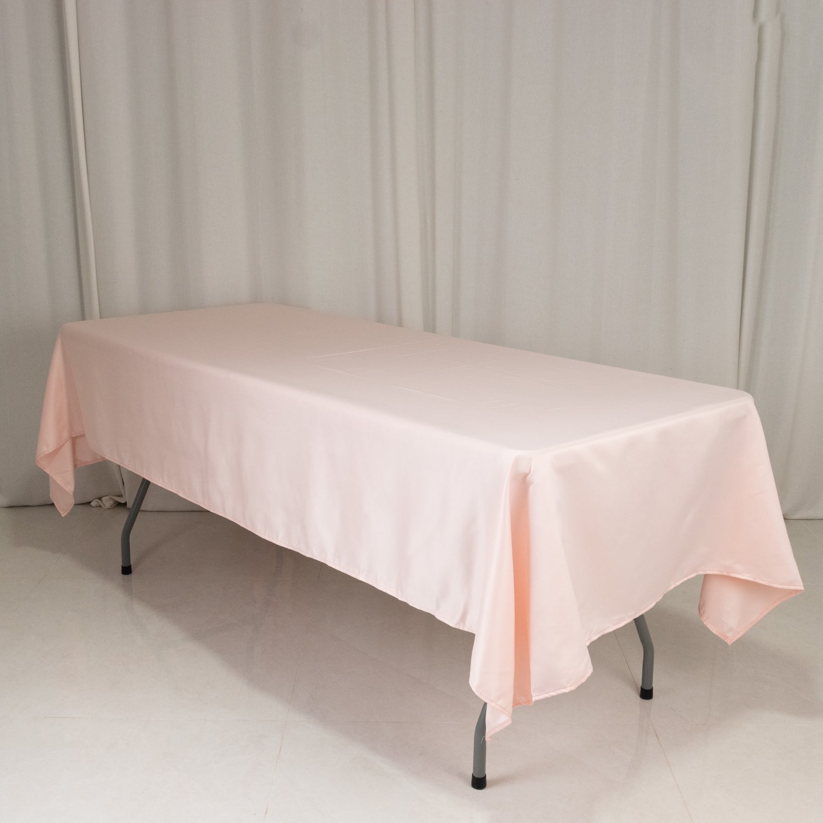 Lamour Satin 60"x102" Rectangle Tablecloth Blush - Durable & Silky Soft Feel Table Cover - Bell Racket Store