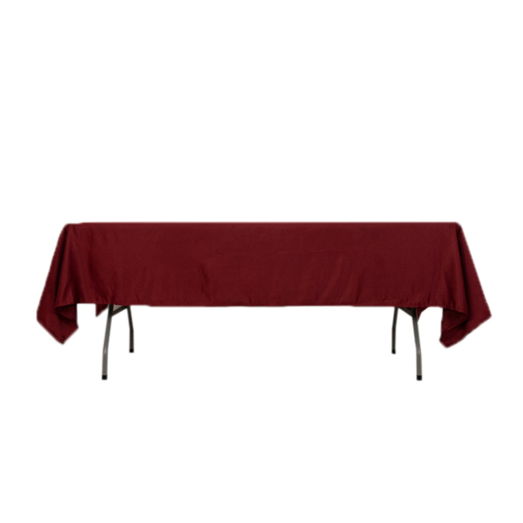 Lamour Satin 60"x102" Rectangle Tablecloth Burgundy - Durable & Silky Soft Feel Table Cover - Bell Racket Store