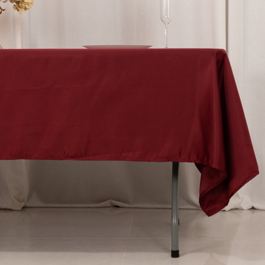 Lamour Satin 60"x102" Rectangle Tablecloth Burgundy - Durable & Silky Soft Feel Table Cover - Bell Racket Store