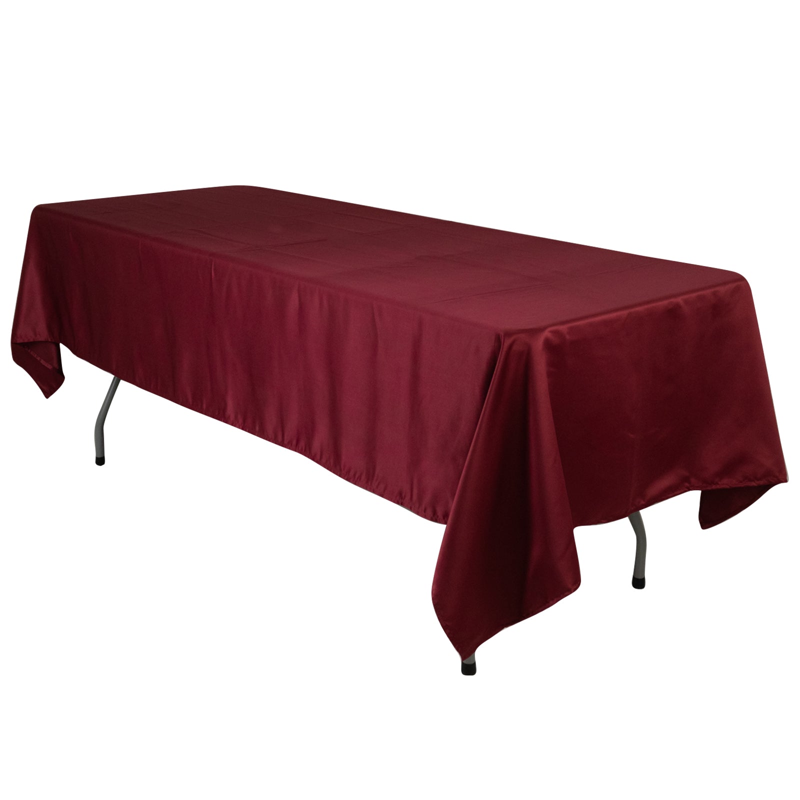 Lamour Satin 60"x102" Rectangle Tablecloth Burgundy - Durable & Silky Soft Feel Table Cover - Bell Racket Store