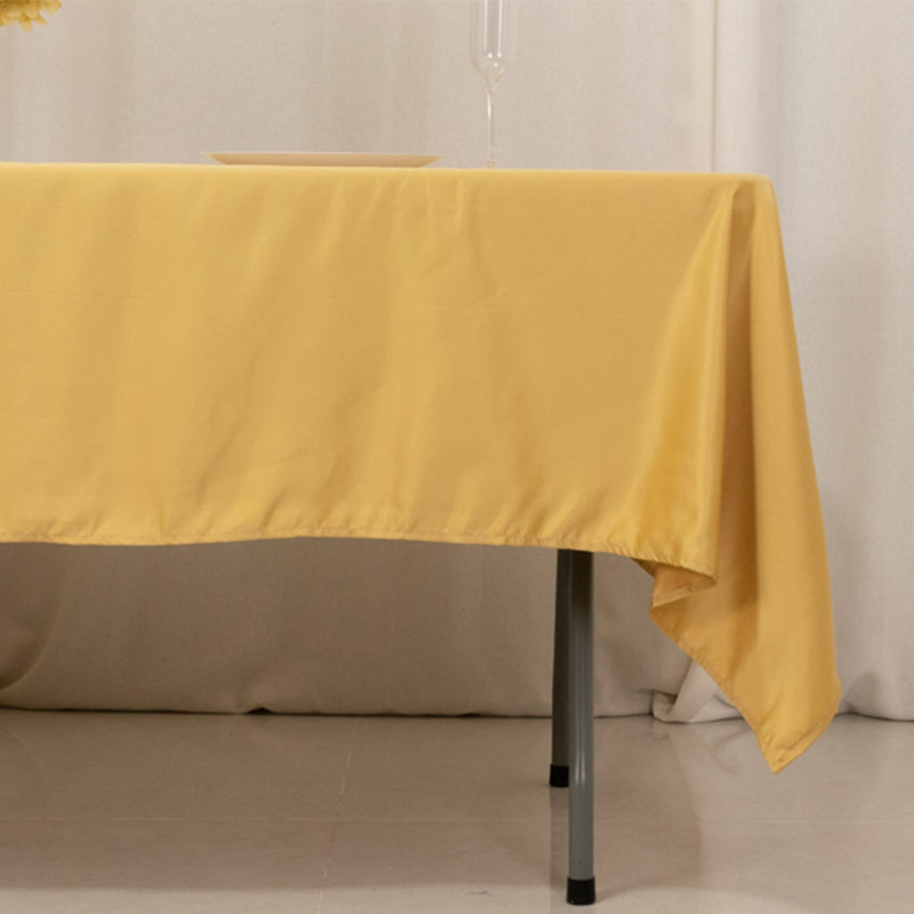 Lamour Satin 60"x102" Rectangle Tablecloth Champagne - Durable & Silky Soft Feel Table Cover - Bell Racket Store
