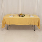 Lamour Satin 60"x102" Rectangle Tablecloth Champagne - Durable & Silky Soft Feel Table Cover - Bell Racket Store