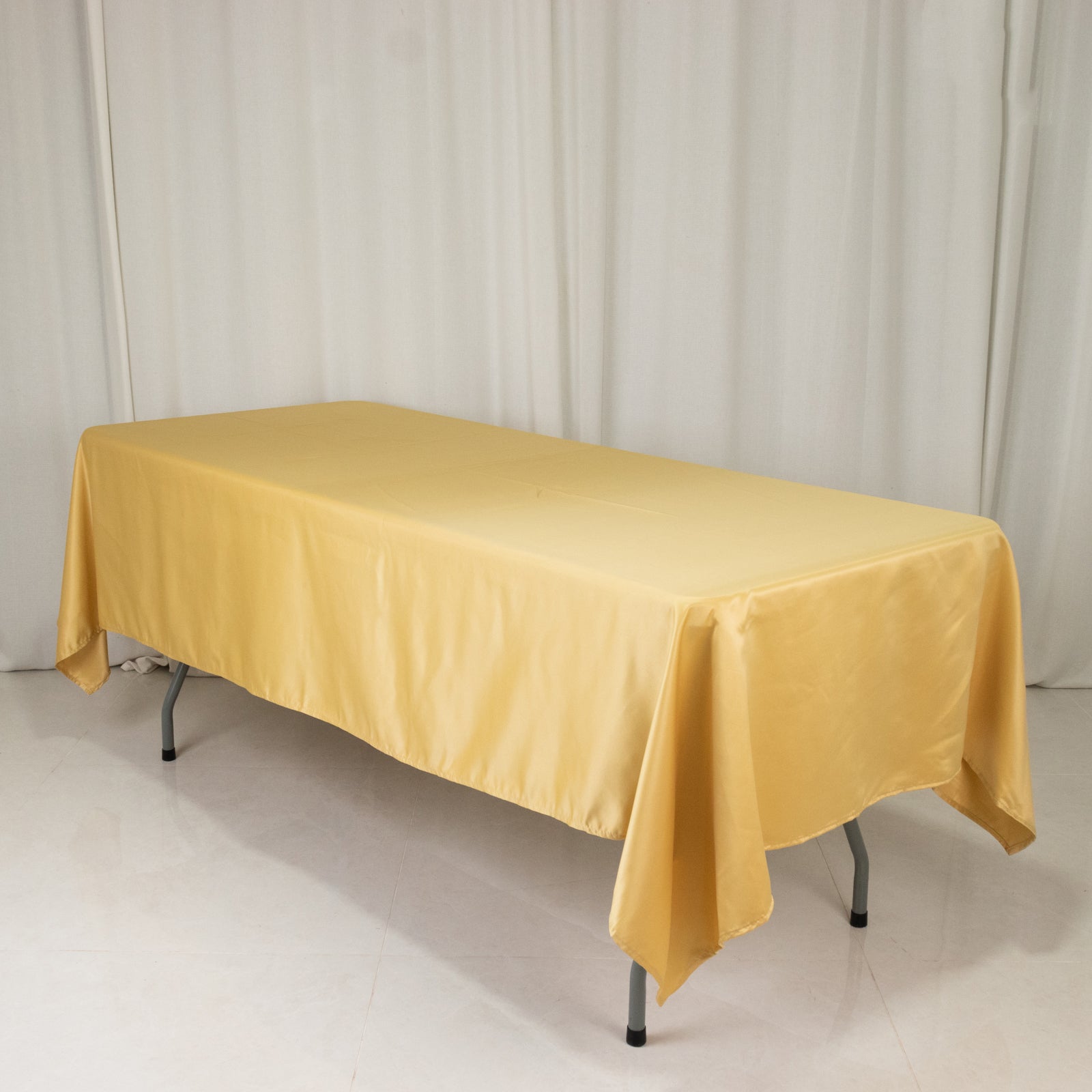 Lamour Satin 60"x102" Rectangle Tablecloth Champagne - Durable & Silky Soft Feel Table Cover - Bell Racket Store