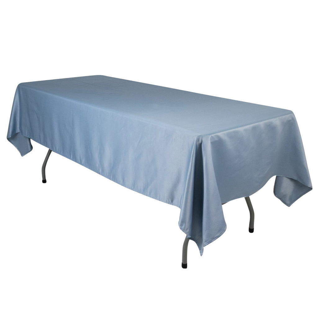 Lamour Satin 60"x102" Rectangle Tablecloth Dusty Blue - Durable & Silky Soft Feel Table Cover - Bell Racket Store
