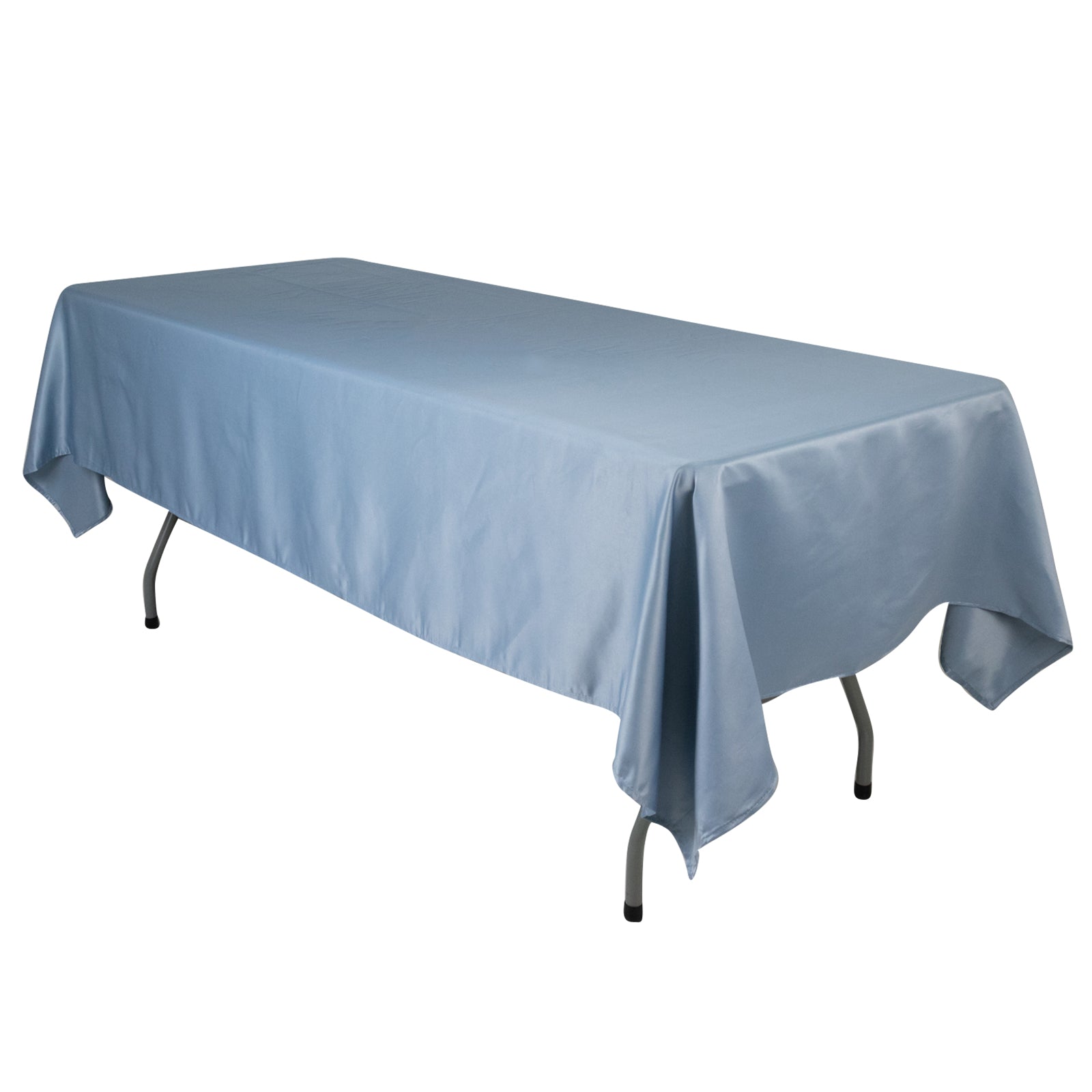 Lamour Satin 60"x102" Rectangle Tablecloth Dusty Blue - Durable & Silky Soft Feel Table Cover - Bell Racket Store