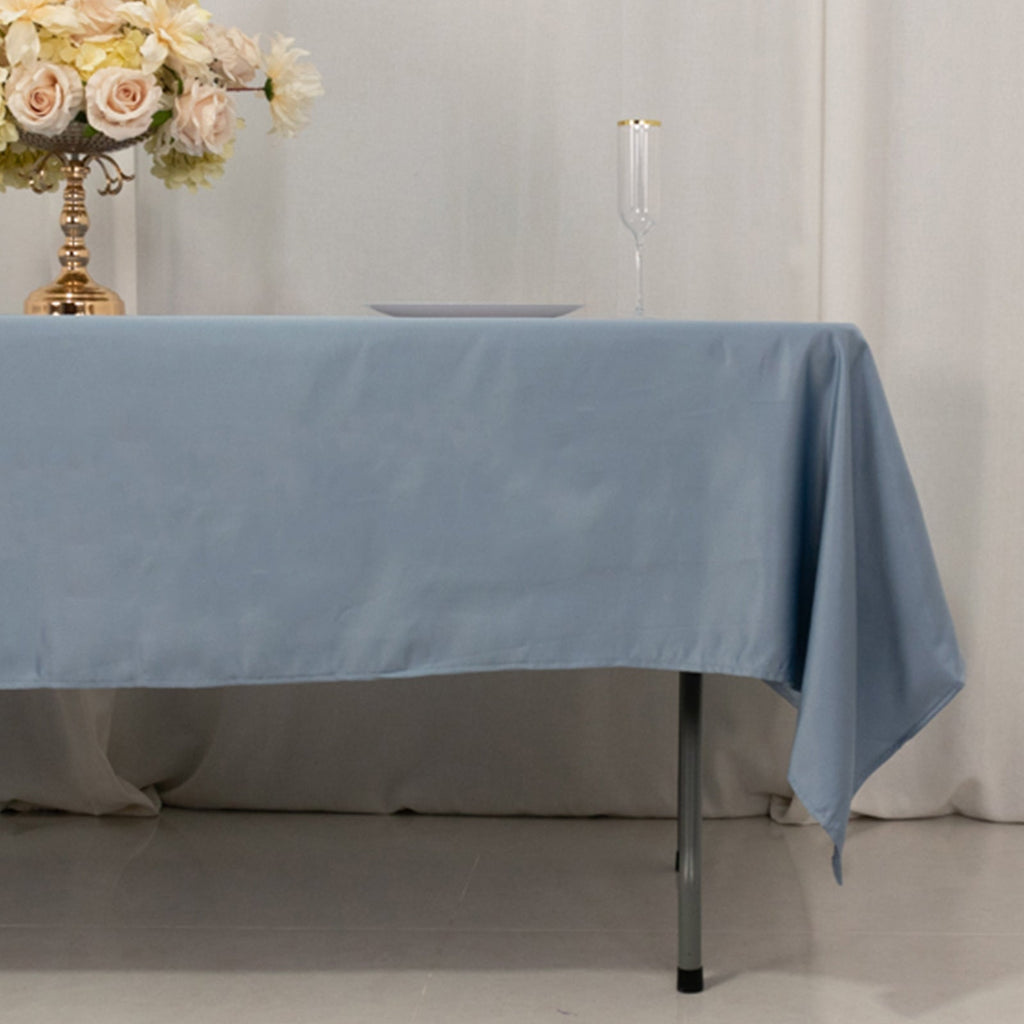 Lamour Satin 60"x102" Rectangle Tablecloth Dusty Blue - Durable & Silky Soft Feel Table Cover - Bell Racket Store