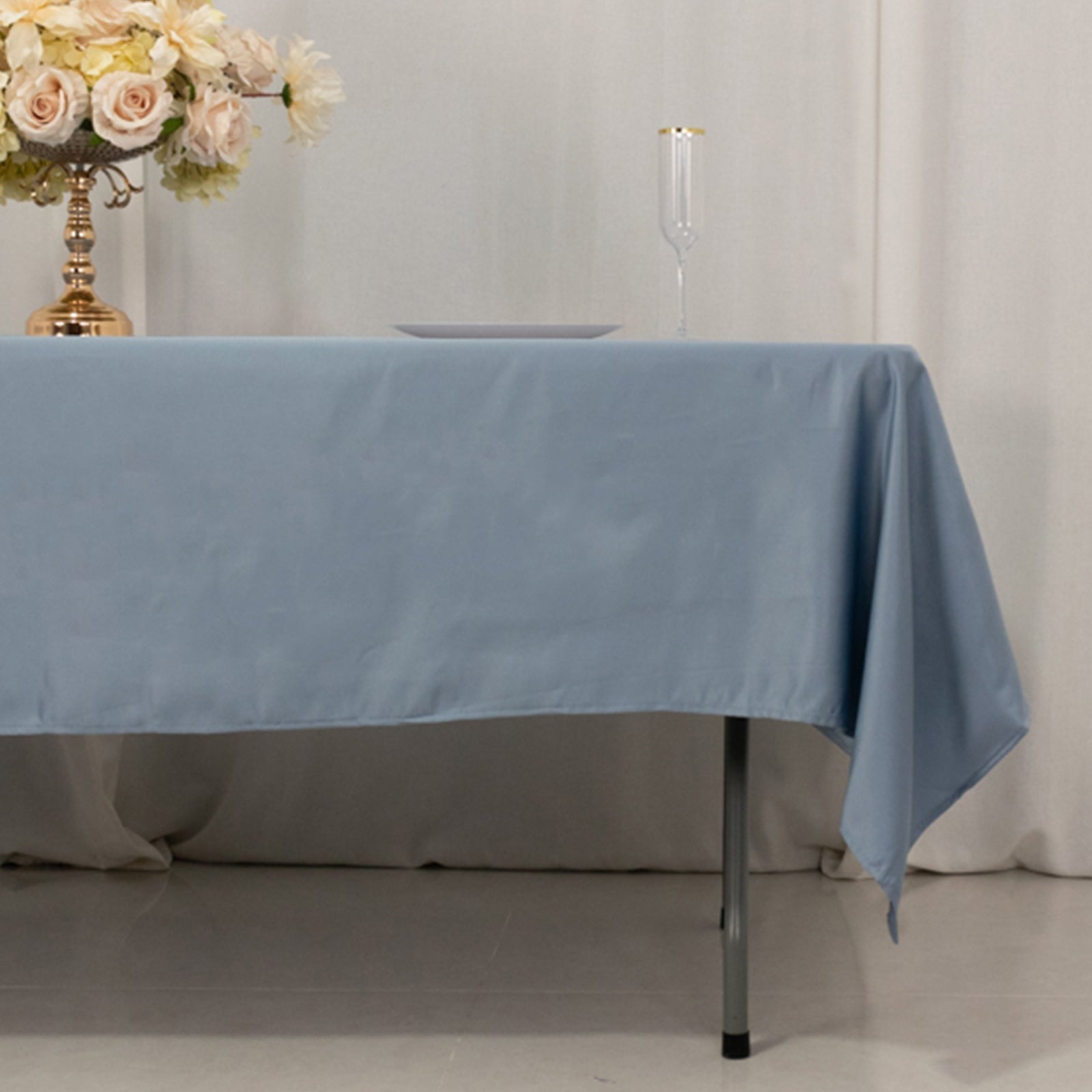 Lamour Satin 60"x102" Rectangle Tablecloth Dusty Blue - Durable & Silky Soft Feel Table Cover - Bell Racket Store